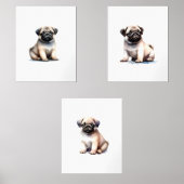 Dekoration im Schlafzimmer, Mops Dog Print, Bilderwand Sets (Vorderseite)