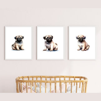 Dekoration im Schlafzimmer, Mops Dog Print, Bilderwand Sets