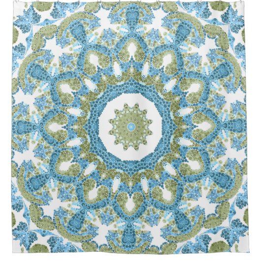 Dekoration in blau-grün, weiß duschvorhang (Vorderseite)