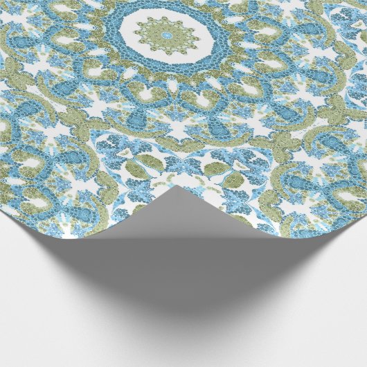 Dekoration in blau-grün, weiß geschenkpapier (Ecke)