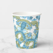 Dekoration in blau-grün, weiß pappbecher (Rückseite)