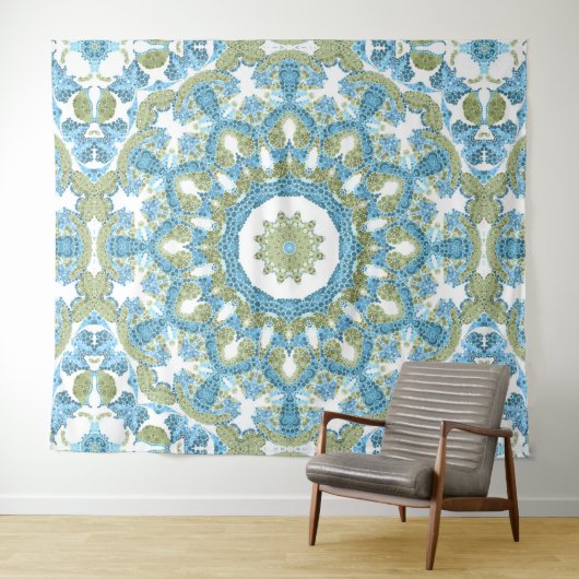 Dekoration in blau-grün, weiß wandteppich (Beispiel (Horizontal))