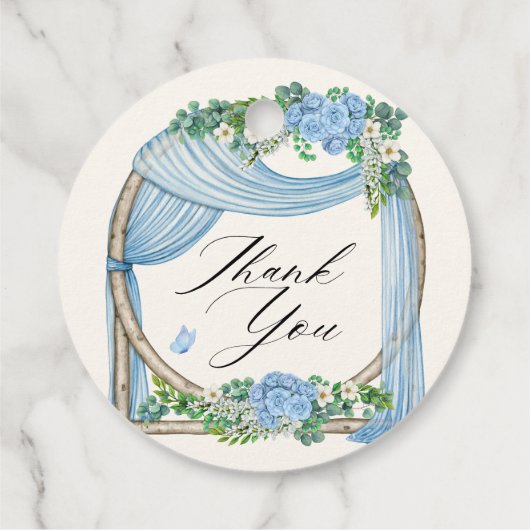 Dekoration in blauer Blume Geschenkanhänger (Rückseite)