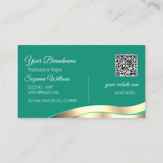 Dekoration mit dezenter dunkler Aquamariner Wavy G Visitenkarte (Rückseite)