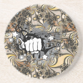 Dekoration mit Fraktal-Bild und Faustmaus Getränkeuntersetzer