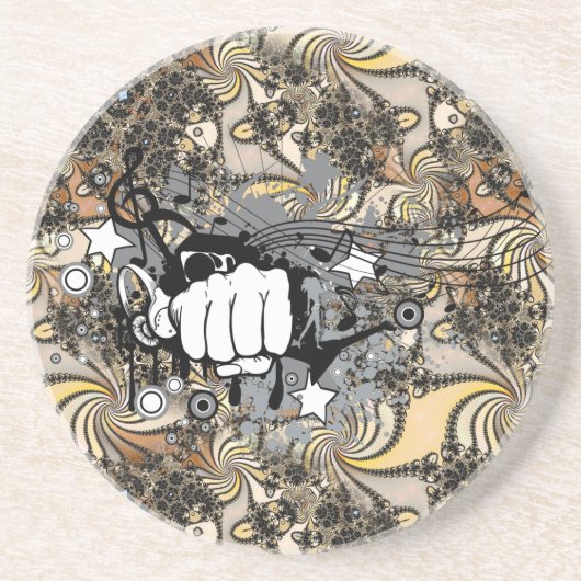 Dekoration mit Fraktal-Bild und Faustmaus Getränkeuntersetzer (Vorne)