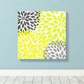 Dekoration von Chartreuse Green und Gray Dahlia Mo Leinwanddruck (Insitu (Holzboden))