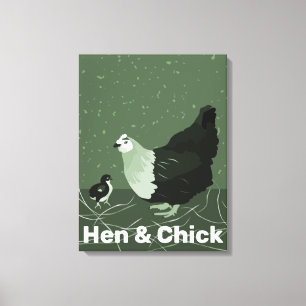 Dekoration von Hen and Chick Green Kitchen Leinwanddruck