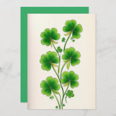 Dekoration von Kleeblättern Einladung (Vorne/Hinten)