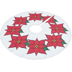 Dekoration von Red Poinsettias Christmas Tree Skir Polyester Weihnachtsbaumdecke