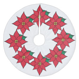 Dekoration von Red Poinsettias Christmas Tree Skir Polyester Weihnachtsbaumdecke