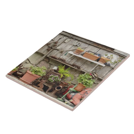 Dekorationen auf Holzzaun, Fliese (Seite)