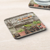 Dekorationen auf Holzzaun, Getränkeuntersetzer (Linke Seite)