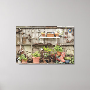 Dekorationen auf Holzzaun, Katalina, Leinwanddruck