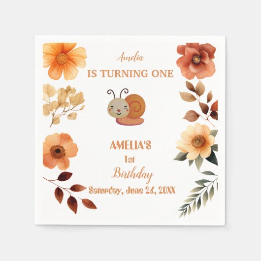 Dekorationen der personalisierten Wildblume 1. Geb Serviette (Vorderseite)