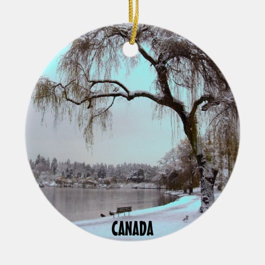 Dekorationen der Schneebäume von Vancouver Canada Keramikornament (Vorne)