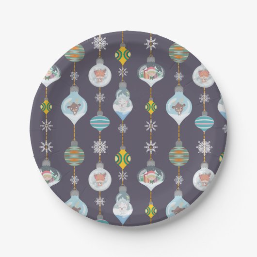 Dekorationen des Weihnachtself-Fox-Rentiers-Eisbär Pappteller (Vorderseite)