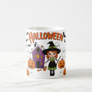 Dekorationen für festliche Stürze: Pumpkins & Hexe Kaffeetasse