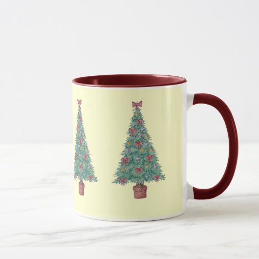 Dekorationen roter Knäuel auf Weihnachtsbaum Tasse (Rechts)