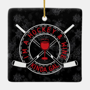 Dekorationen zum Hockey und Wein Kinda Gal Keramikornament