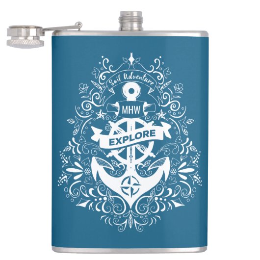 Dekorationsanker-Messkolben für Monogramm Flachmann (Geöffnet)