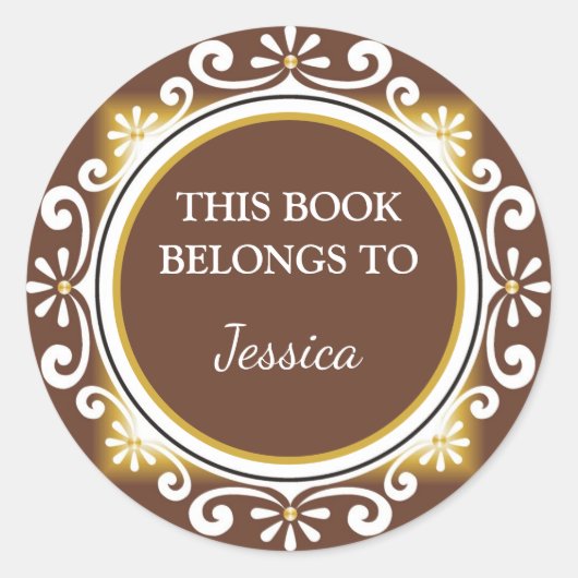 Dekorationsbraun aus der Bibliothek der Buchzeiche Runder Aufkleber (Vorderseite)