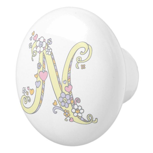 Dekorationsbuchstabe N-Monogramm-Griffknopf Keramikknauf (Rechts)