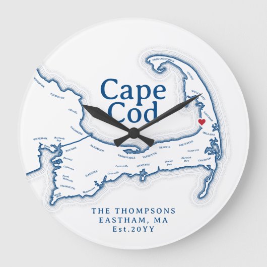 Dekorationsgeschenk für Cape Cod Beach House Große Wanduhr (Vorderseite)