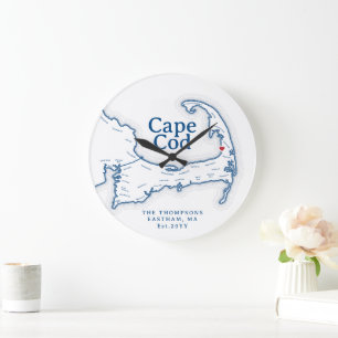 Dekorationsgeschenk für Cape Cod Beach House Große Wanduhr