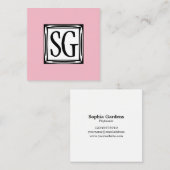 Dekorationskasten - Initialen - Quadrat - Hellrosa Quadratische Visitenkarte (Vorne/Hinten)