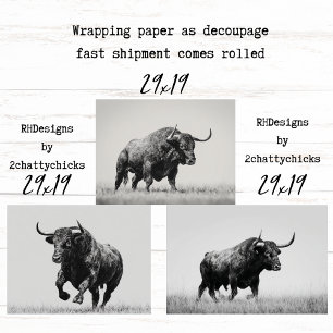 Dekorationspapier Decoupage Schwarz Weiß Stiere We Geschenkpapier Set