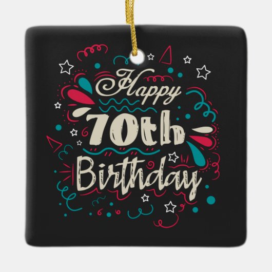 Dekorativ 70. Geburtstag Keramikornament (Vorderseite)