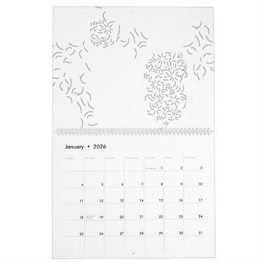 Dekorativ, blassgrau kalender (Jan 2026)