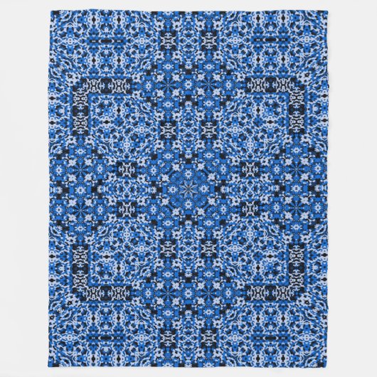 Dekorativ Blue Denim Satin Mandala Quilt Pattern Fleecedecke (Vorderseite)