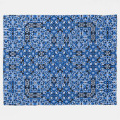 Dekorativ Blue Denim Satin Mandala Quilt Pattern Fleecedecke (Vorderseite (Horizontal))