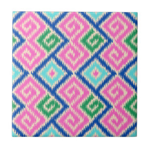 Dekorativ bunt Hübsch mexikanischer Ikat Pink Blue Fliese