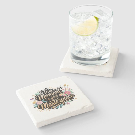 Dekorativ für das Leben Steinuntersetzer (Seitenansicht)