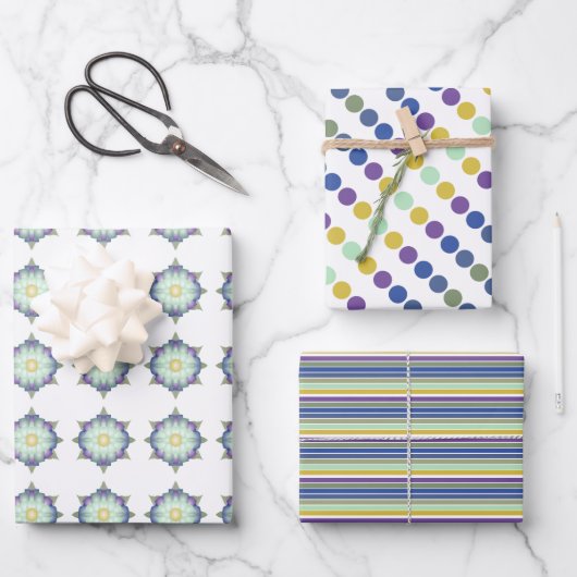Dekorativ Gemustert Künstlerisch Geschenkpapier Set (Vorderseite)