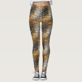Dekorativ, glanzy, Funkelnd, Schwarz, Gold, Leggin Leggings (Vorderseite)