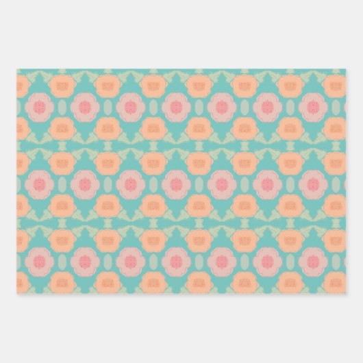 Dekorativ Künstlerisch Gemustert Geschenkpapier Set (Vorderseite 2)