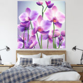 Dekorativ Moderne stilvolle Lila Orchideen Leinwanddruck (Insitu (Schlafzimmer))