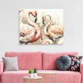 Dekorativ Modernes, stilvolles Flamingos Leinwanddruck (Insitu (Wohnzimmer))
