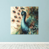Dekorativ Modernes, stilvolles Pfau Leinwanddruck (Insitu (Holzboden))