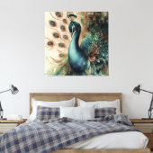 Dekorativ Modernes, stilvolles Pfau Leinwanddruck (Insitu (Schlafzimmer))