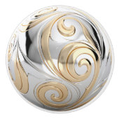 Dekorativ Silber und Gold Metallic Shiny Orb Keramikknauf (Vorderseite)