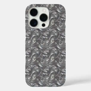 Dekorativ Silver Grau & Schwarz Abstrakt iPhone 16 Pro Hülle