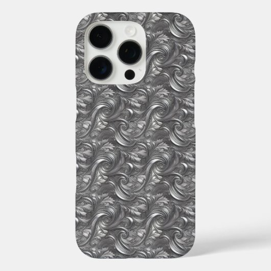 Dekorativ Silver Grau & Schwarz Abstrakt Case-Mate iPhone Hülle (Rückseite)