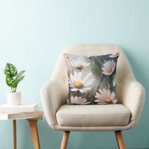 Dekorativ und stilvoll Watercolor Daisy Square Kissen