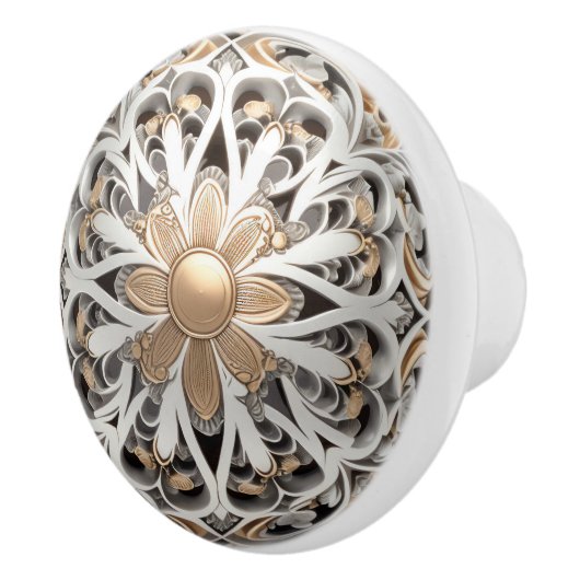 Dekorativ Verzierte Blumenblätter Orgelgrab Keramikknauf (Rechts)