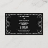 Dekorativ - Weiß auf Schwarzem Visitenkarte (Rückseite)